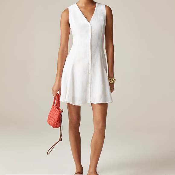 J. Crew Tall mini Dress in Linen color Baby Pink, Size 16, NWT - Picture 1 of 4